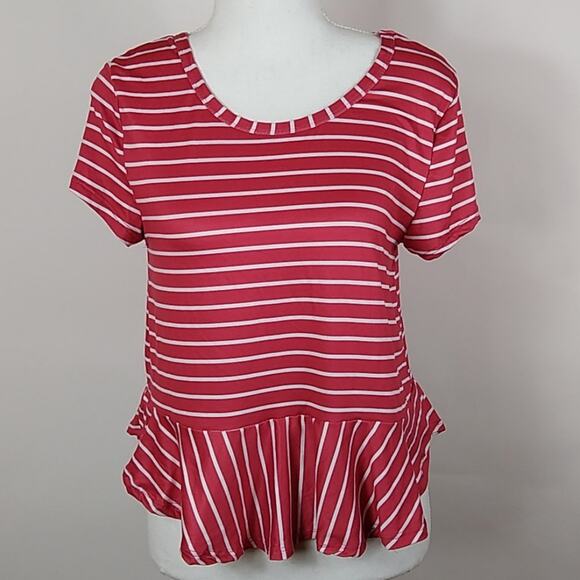 Lissome Lounge Striped Peplum Waist Top - Picture 1 of 8